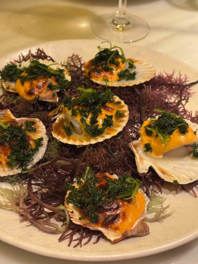 Scallops on the shell at Fismuler restaurant in Barcelona