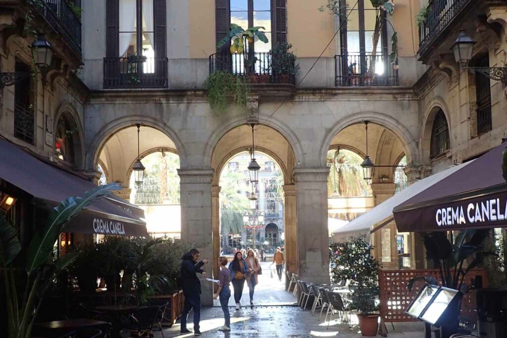 Entrance to Placa Real in Barcelona
