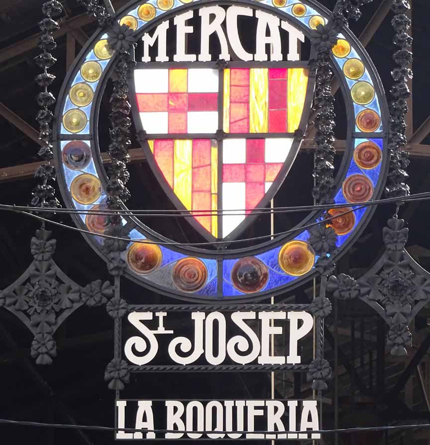 Sign at the entrance to La Boqueria market in Barcelona