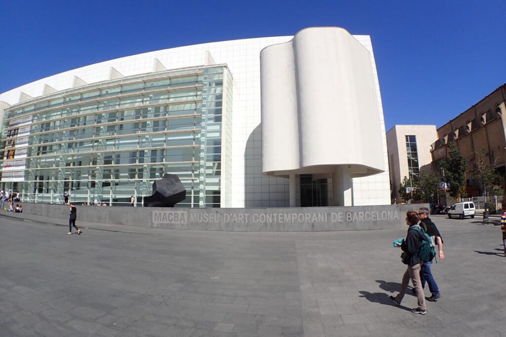 People walking past MACBA in Barcelona