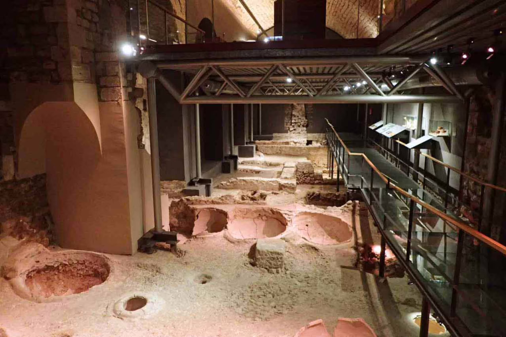 Remnants of a winery under the streets of Barcelona at the MUHBA