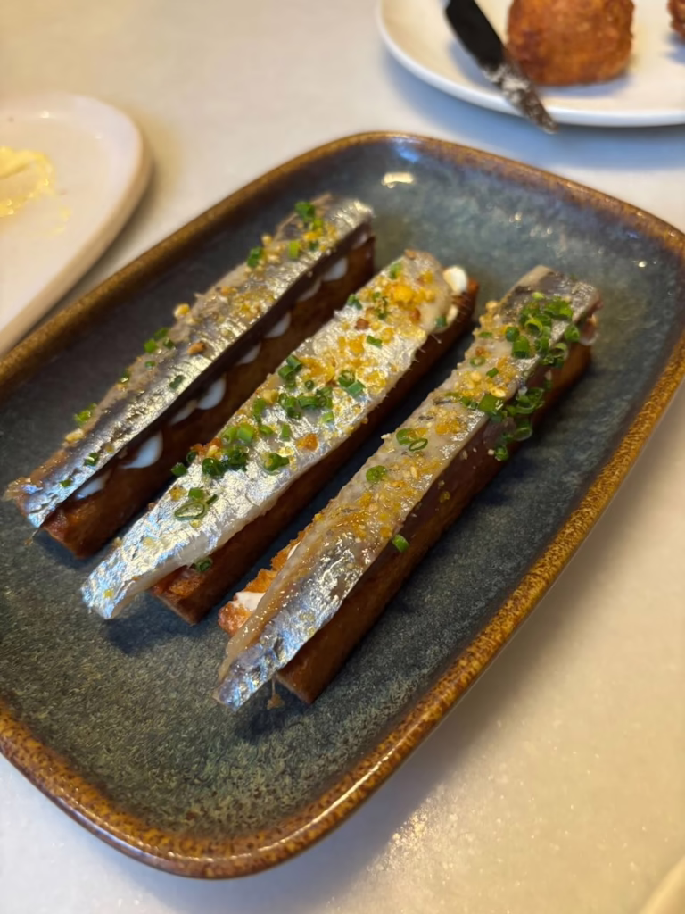 Sardine toasts at Orvay restaurant in Barcelona